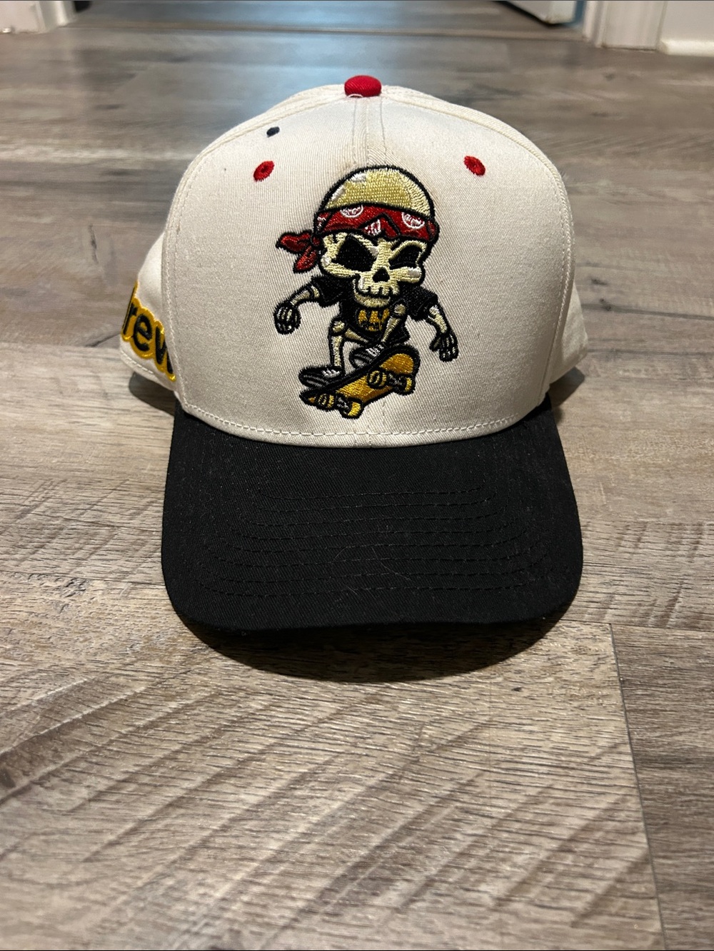 Drew House Skull Skateboard Embroidered Baseball Cap - White & Black